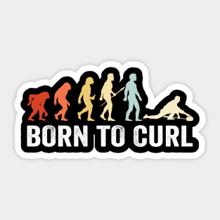 Born to curl Vintage human Curling Evolution Retro curling Sticker